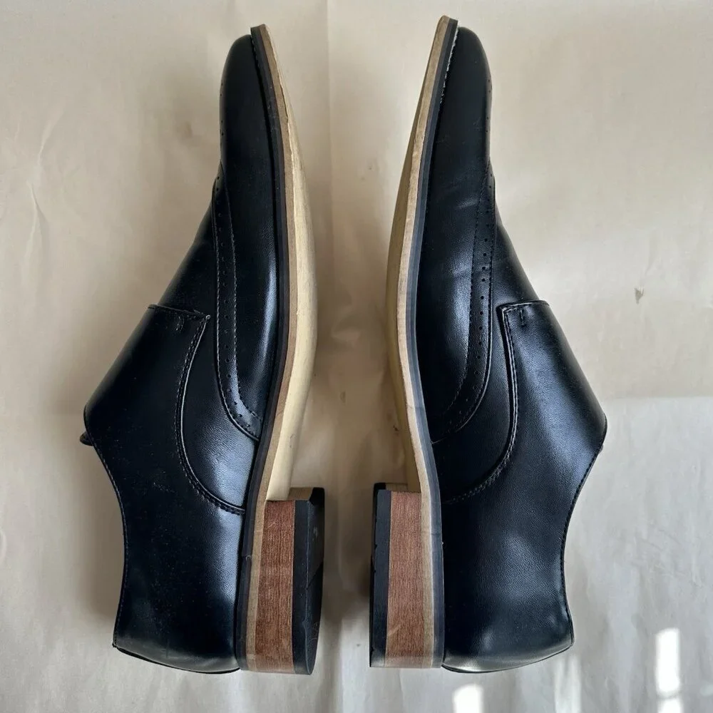 Gino Vitale Men 12 Black Wing Tip Dress Shoe Double Monk Strap Brogue Loafer